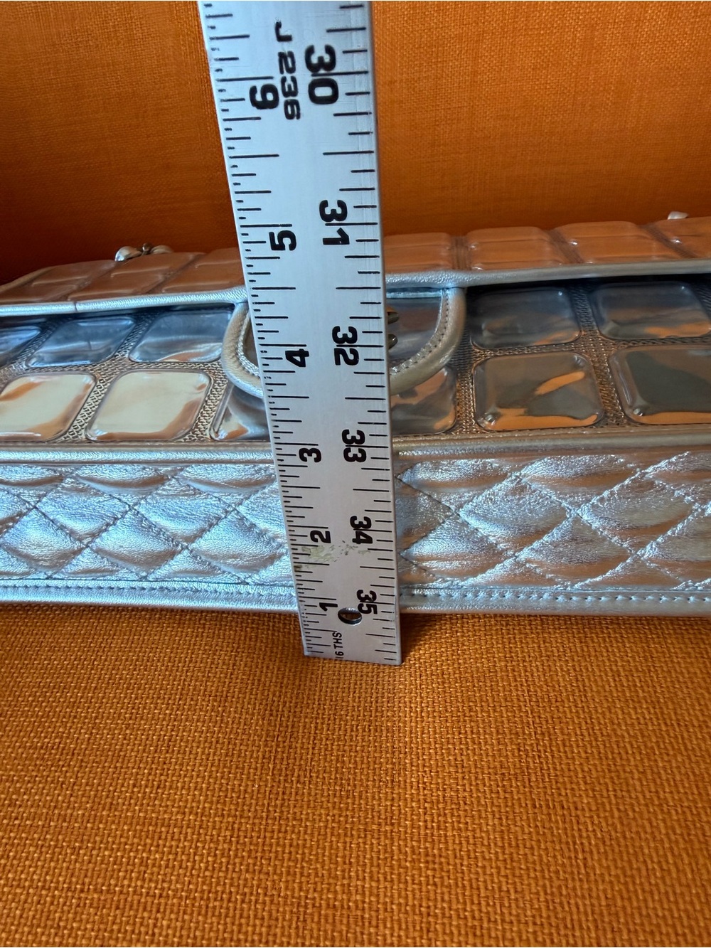 Vintage 2008 classic CHANEL Silver Patent Quilted Flap Shoulder Bag - Picture 10 of 16